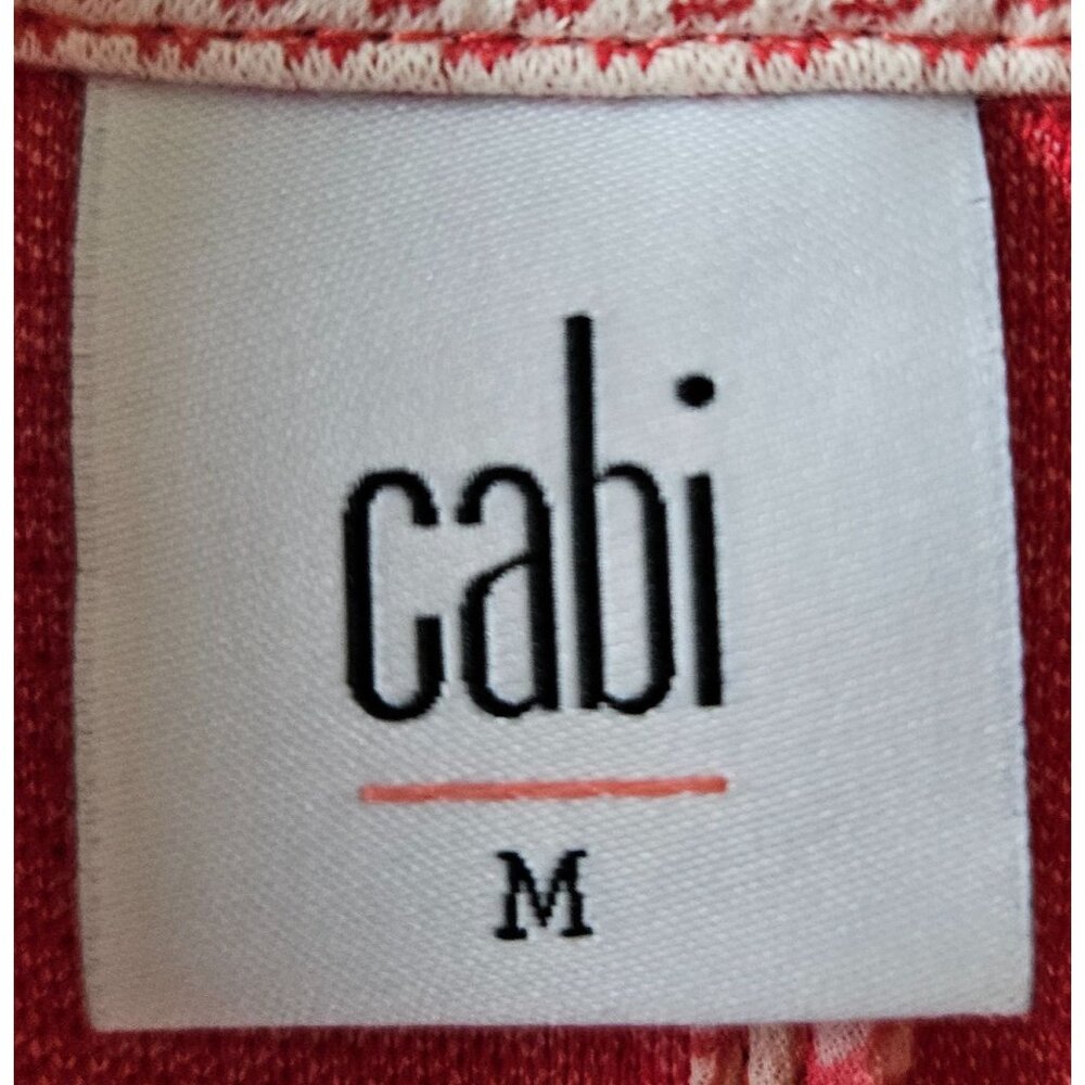 Cabi Woman Size M Jacket Knit Pique Coral & White Metal Buttons Flap Pockets - Picture 5 of 8